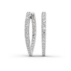 2.17 Carat Round Serenity Spark Hoops Diamond Earrings 14K - White Gold