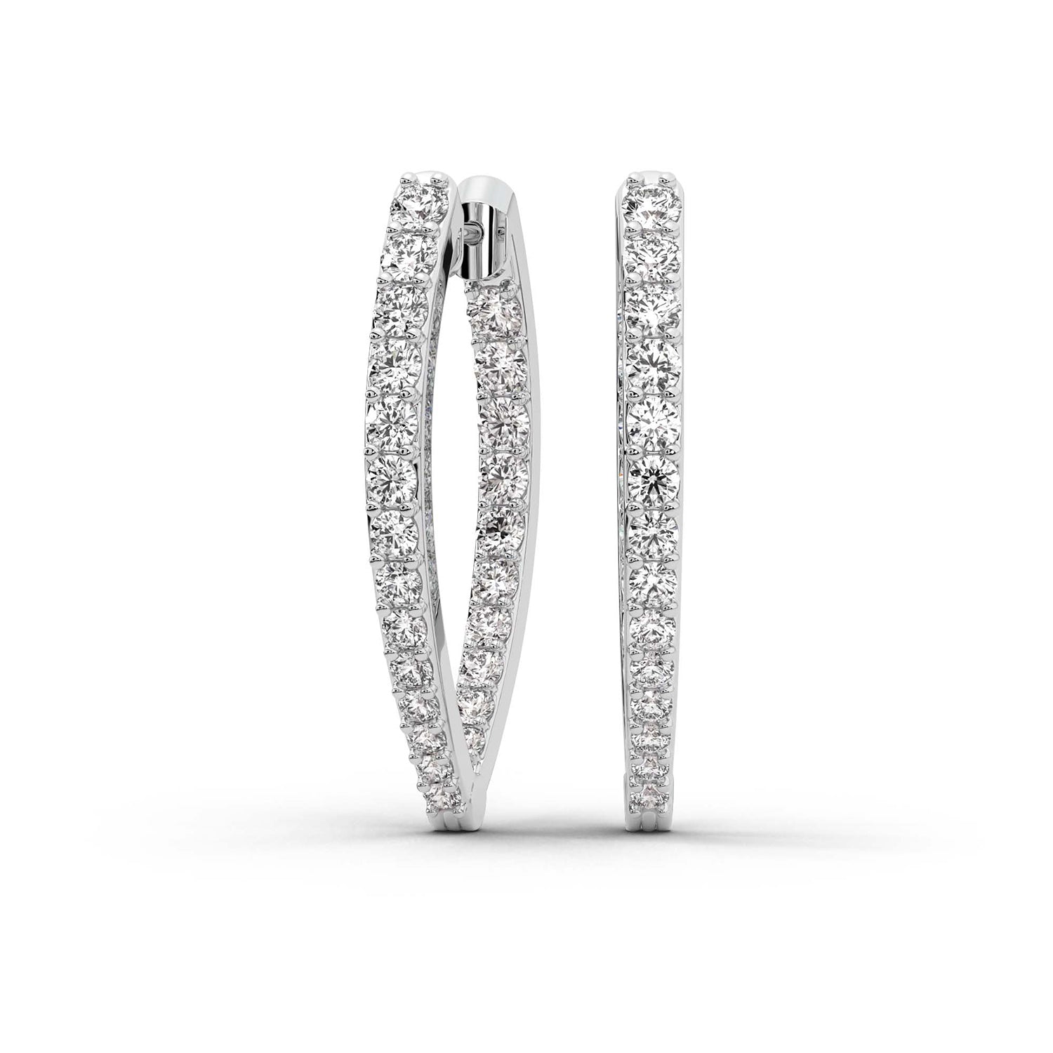 2.17 Carat Round Serenity Spark Hoops Diamond Earrings 14K - White Gold