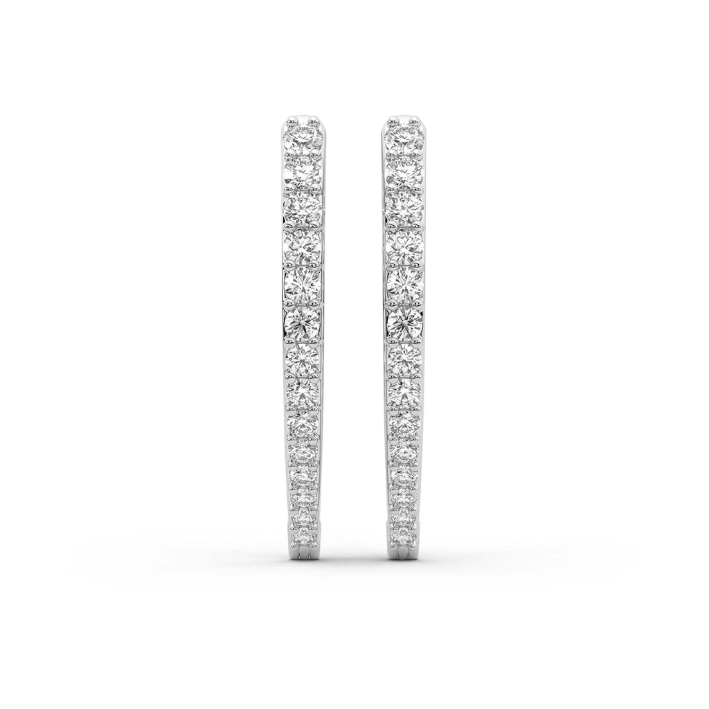 2.17 Carat Round Serenity Spark Hoops Diamond Earrings 14K - White Gold