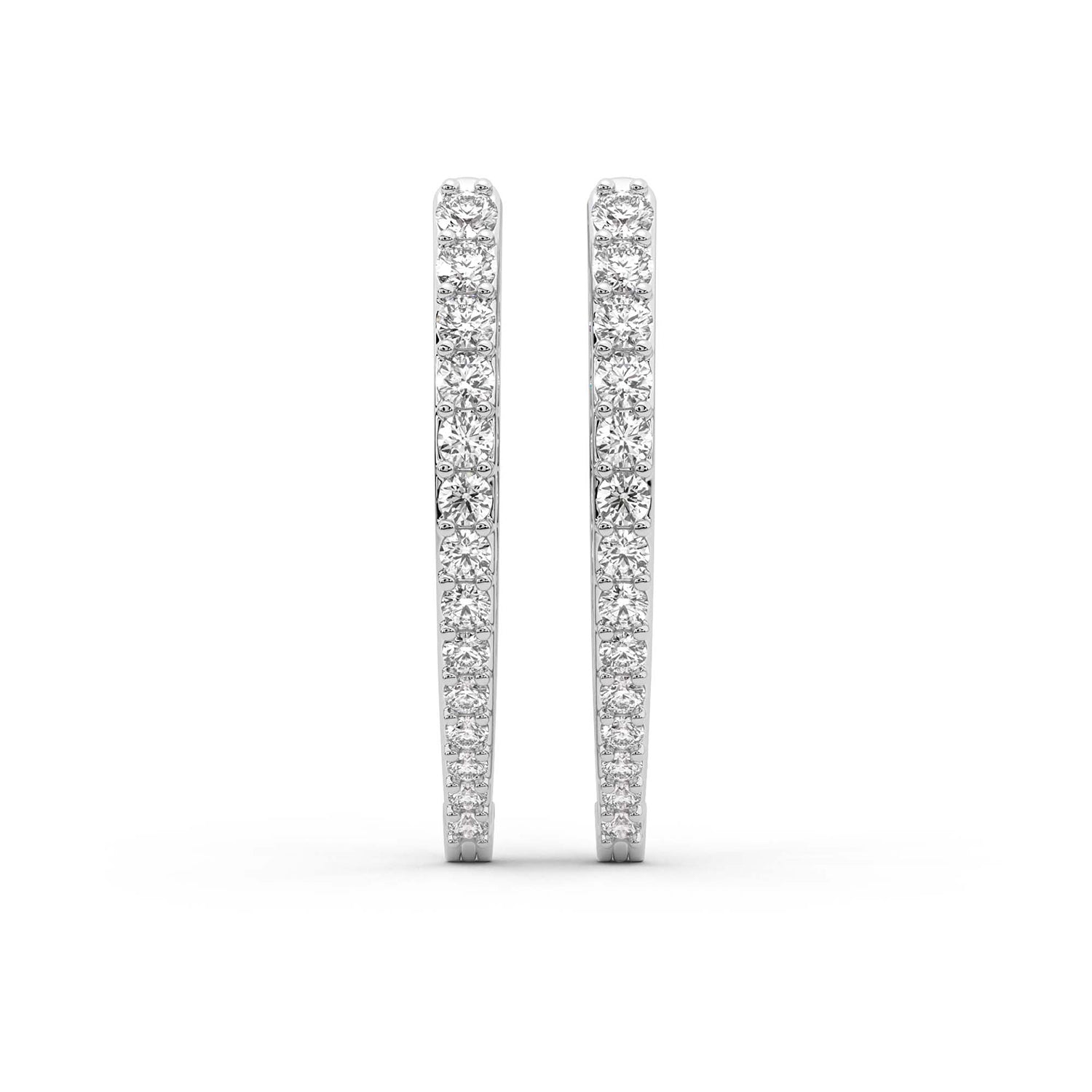 2.17 Carat Round Serenity Spark Hoops Diamond Earrings 14K - White Gold