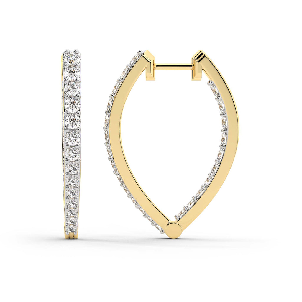 2.17 Carat Round Serenity Spark Hoops Diamond Earrings 14K