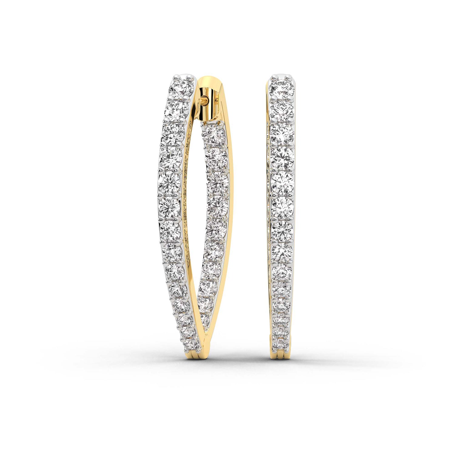 2.17 Carat Round Serenity Spark Hoops Diamond Earrings 14K