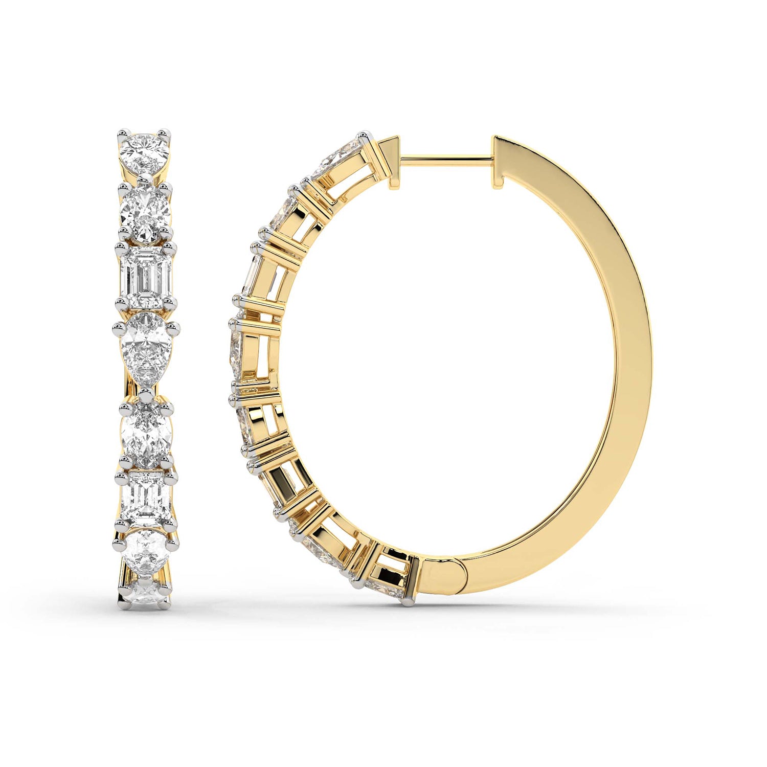 7.63 Carat 14K Gold ixed Cut Hoop Earring