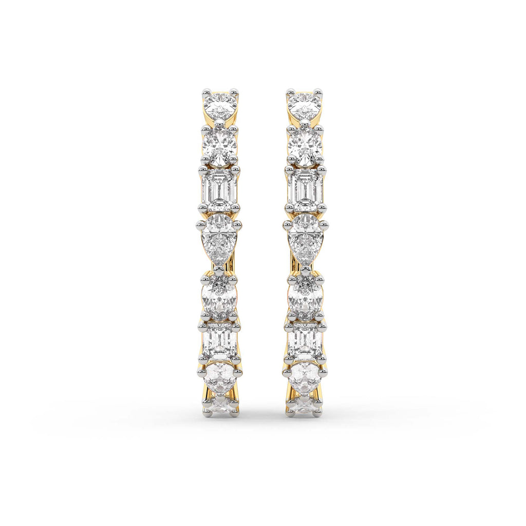 7.63 Carat 14K Gold ixed Cut Hoop Earring