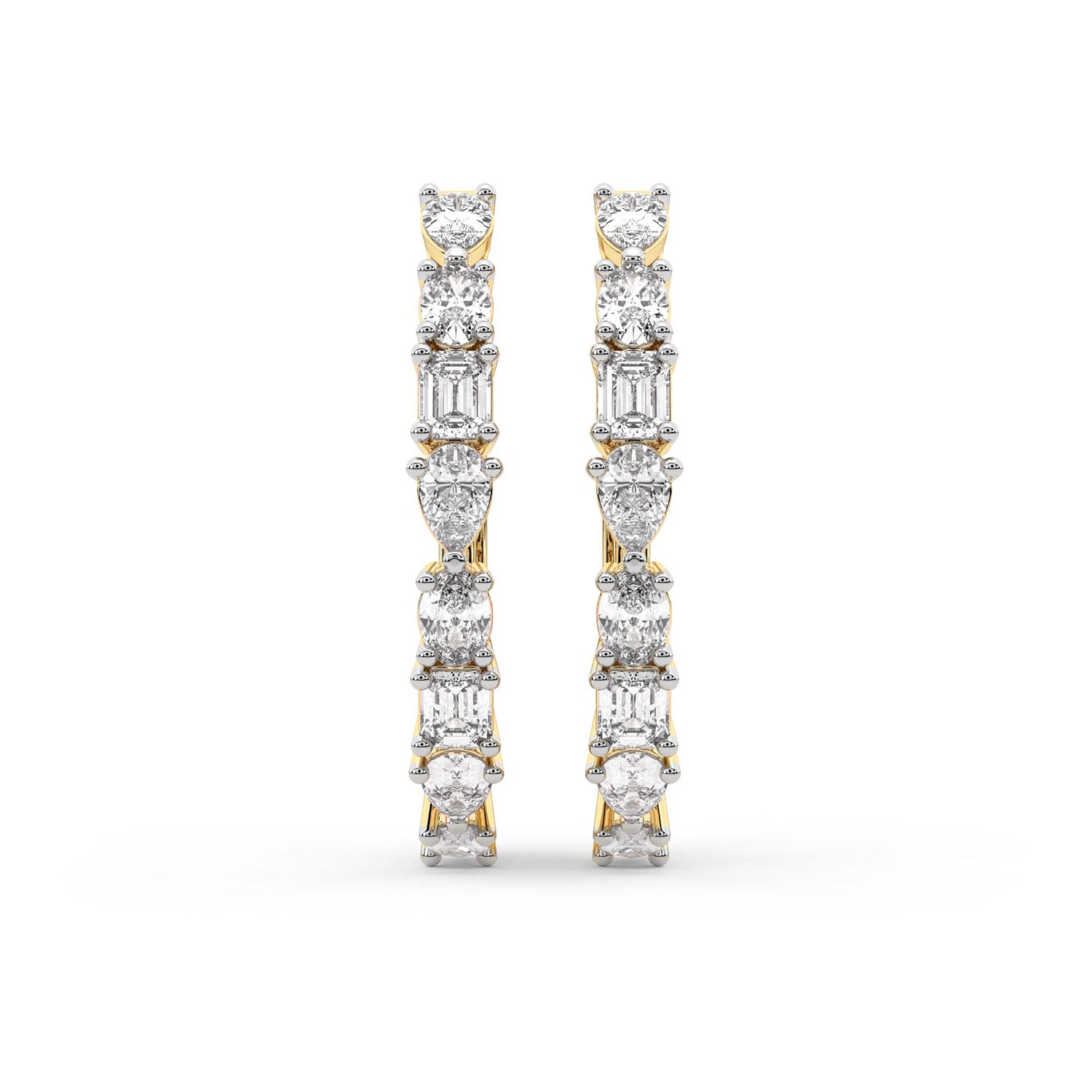 7.63 Carat 14K Gold ixed Cut Hoop Earring