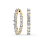 4.7 Carat 14K Gold Emerald Cut Hoop Earring