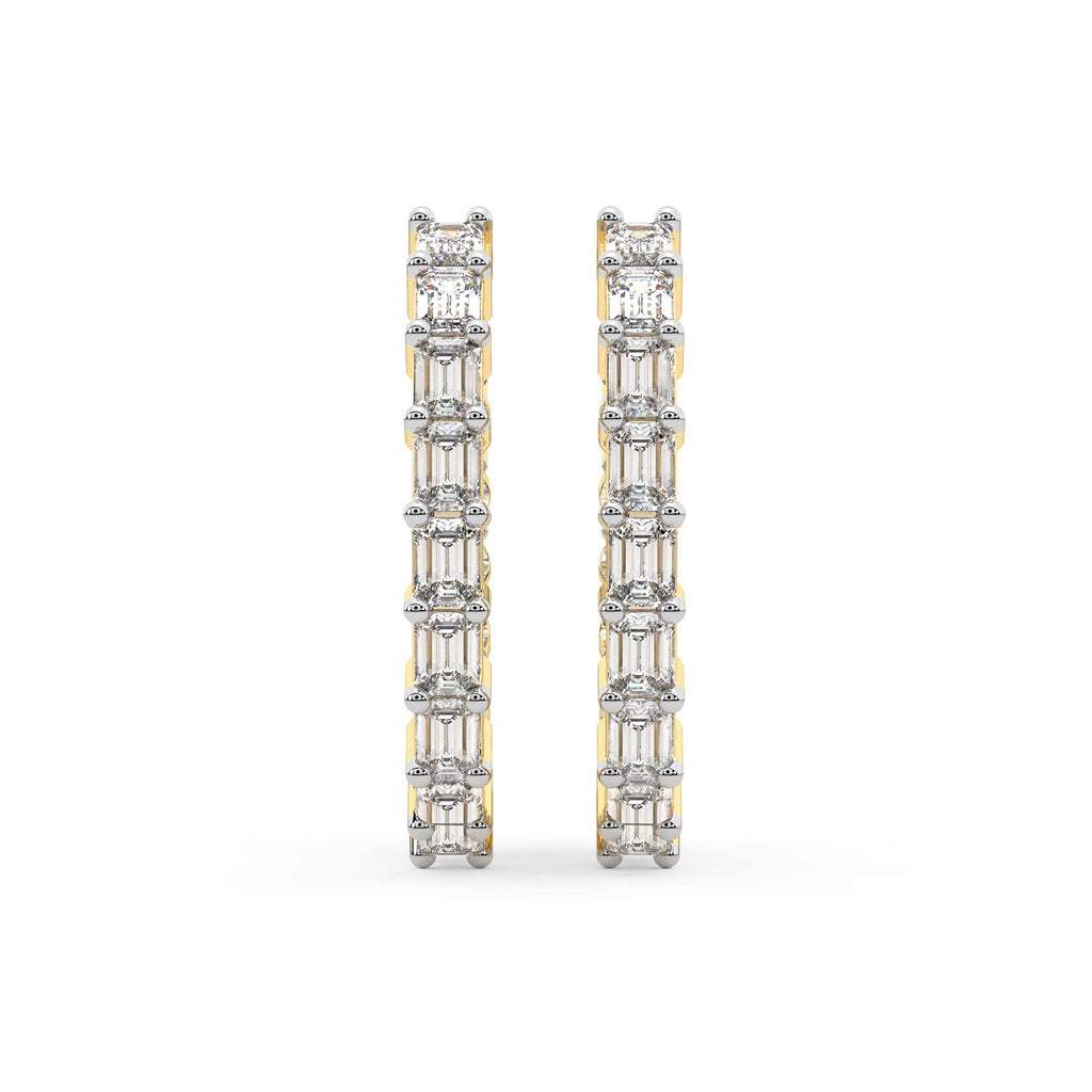 4.7 Carat 14K Gold Emerald Cut Hoop Earring