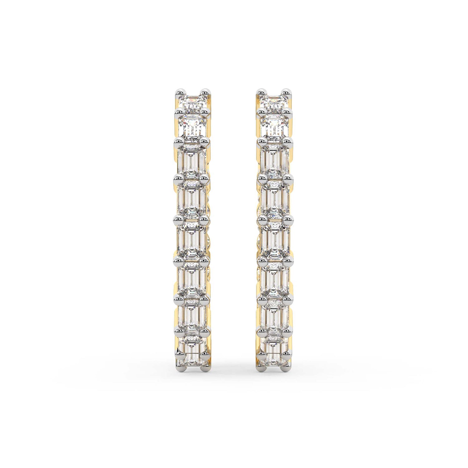 4.7 Carat 14K Gold Emerald Cut Hoop Earring