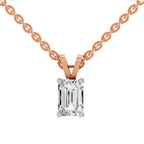 1 Carat Emerald Shape Solitaire Diamond Pendant 14K - Rose Gold