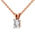 1 Carat Emerald Shape Solitaire Diamond Pendant 14K - Rose Gold