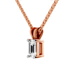 1 Carat Emerald Shape Solitaire Diamond Pendant 14K - Rose Gold