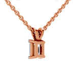 1 Carat Emerald Shape Solitaire Diamond Pendant 14K - Rose Gold