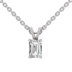 1 Carat Emerald Shape Solitaire Diamond Pendant 14K - White Gold