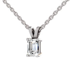1 Carat Emerald Shape Solitaire Diamond Pendant 14K - White Gold