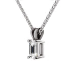 1 Carat Emerald Shape Solitaire Diamond Pendant 14K - White Gold
