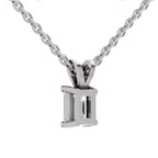 1 Carat Emerald Shape Solitaire Diamond Pendant 14K - White Gold