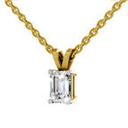 1 Carat Emerald Shape Solitaire Diamond Pendant 14K