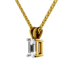 1 Carat Emerald Shape Solitaire Diamond Pendant 14K