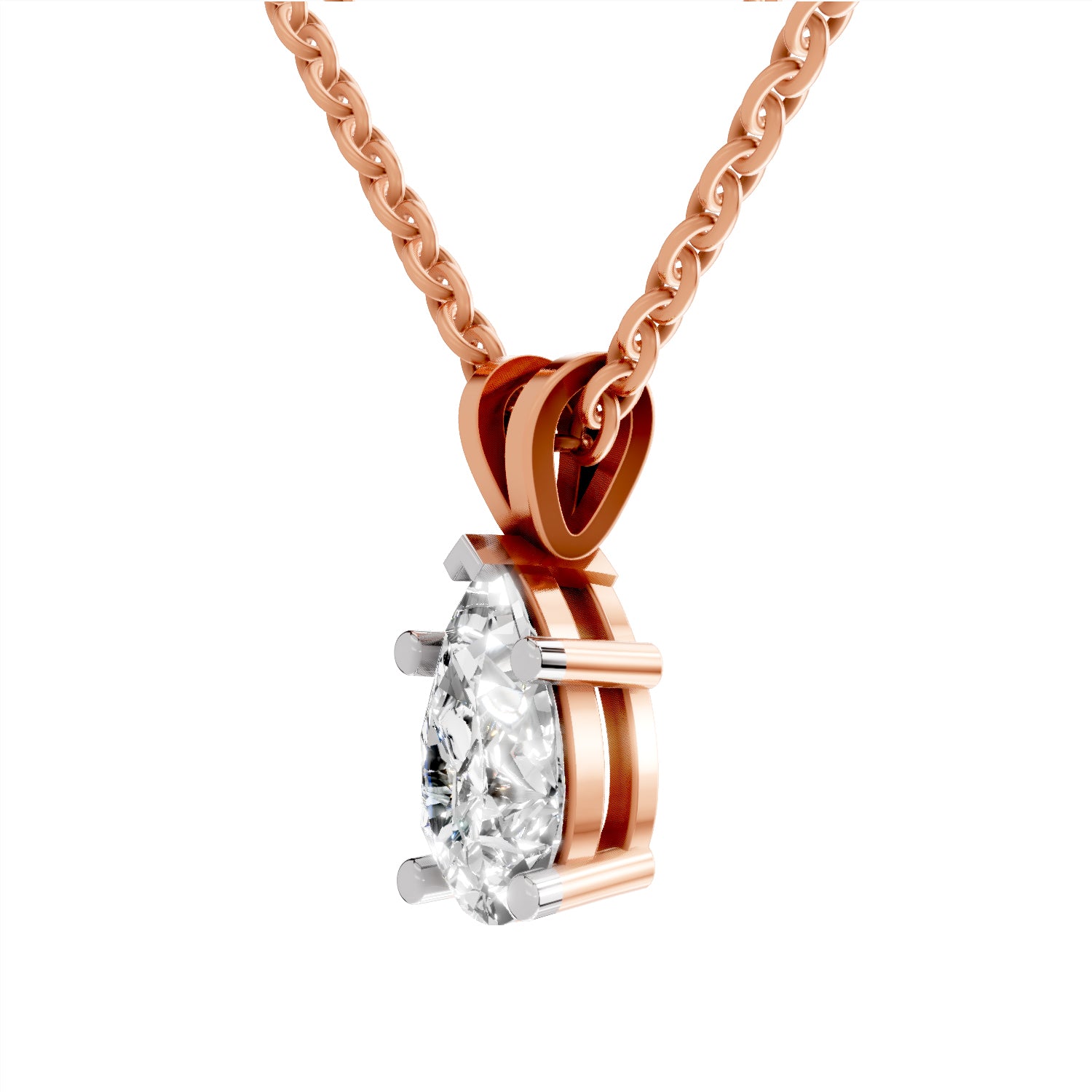 1.5 Carat Pear Shape Solitaire Diamond Pendant 14K - Rose Gold