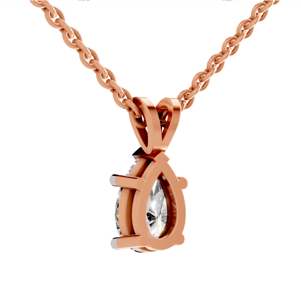 1.5 Carat Pear Shape Solitaire Diamond Pendant 14K - Rose Gold