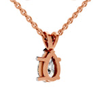 1.5 Carat Pear Shape Solitaire Diamond Pendant 14K - Rose Gold