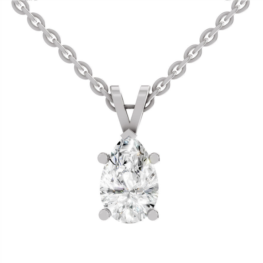 1.5 Carat Pear Shape Solitaire Diamond Pendant 14K - White Gold