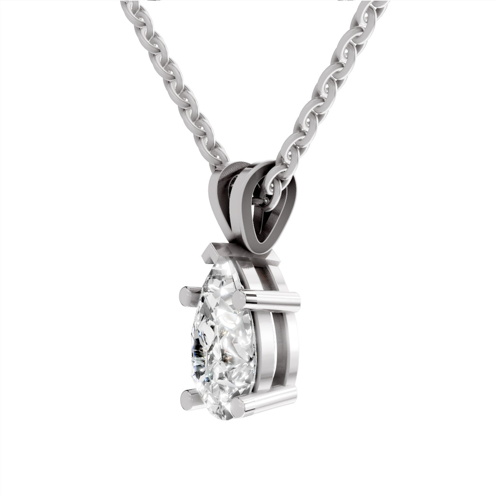 1.5 Carat Pear Shape Solitaire Diamond Pendant 14K - White Gold