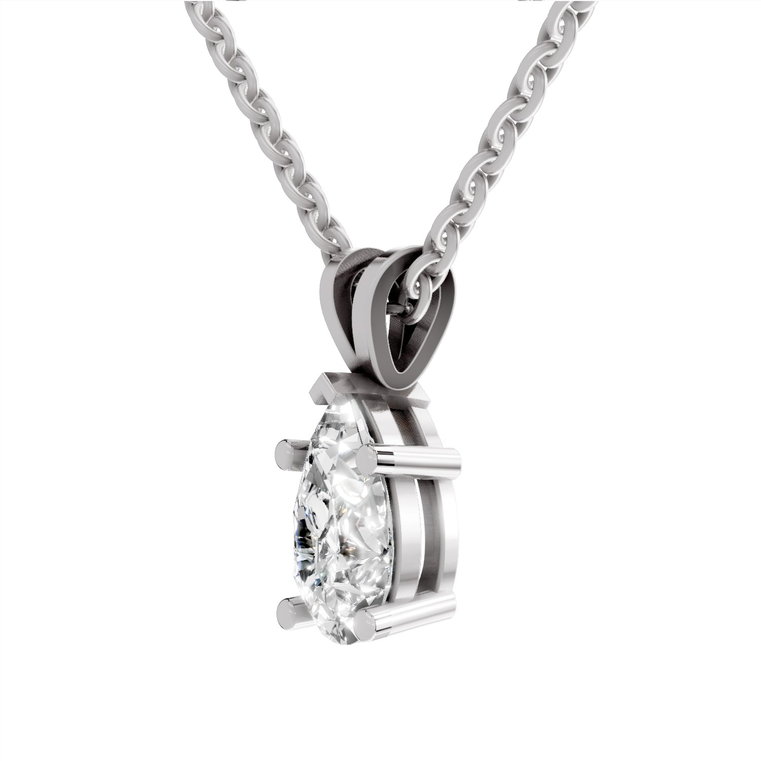 1.5 Carat Pear Shape Solitaire Diamond Pendant 14K - White Gold
