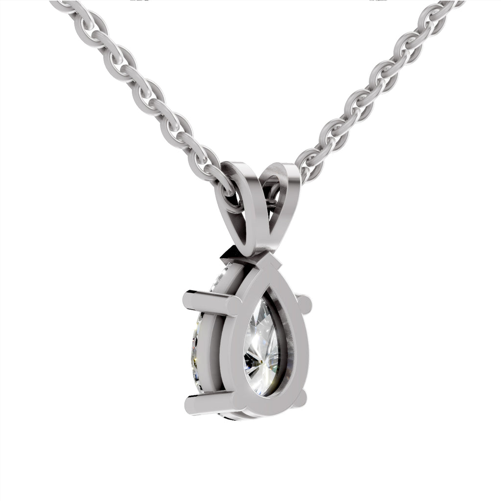1.5 Carat Pear Shape Solitaire Diamond Pendant 14K - White Gold