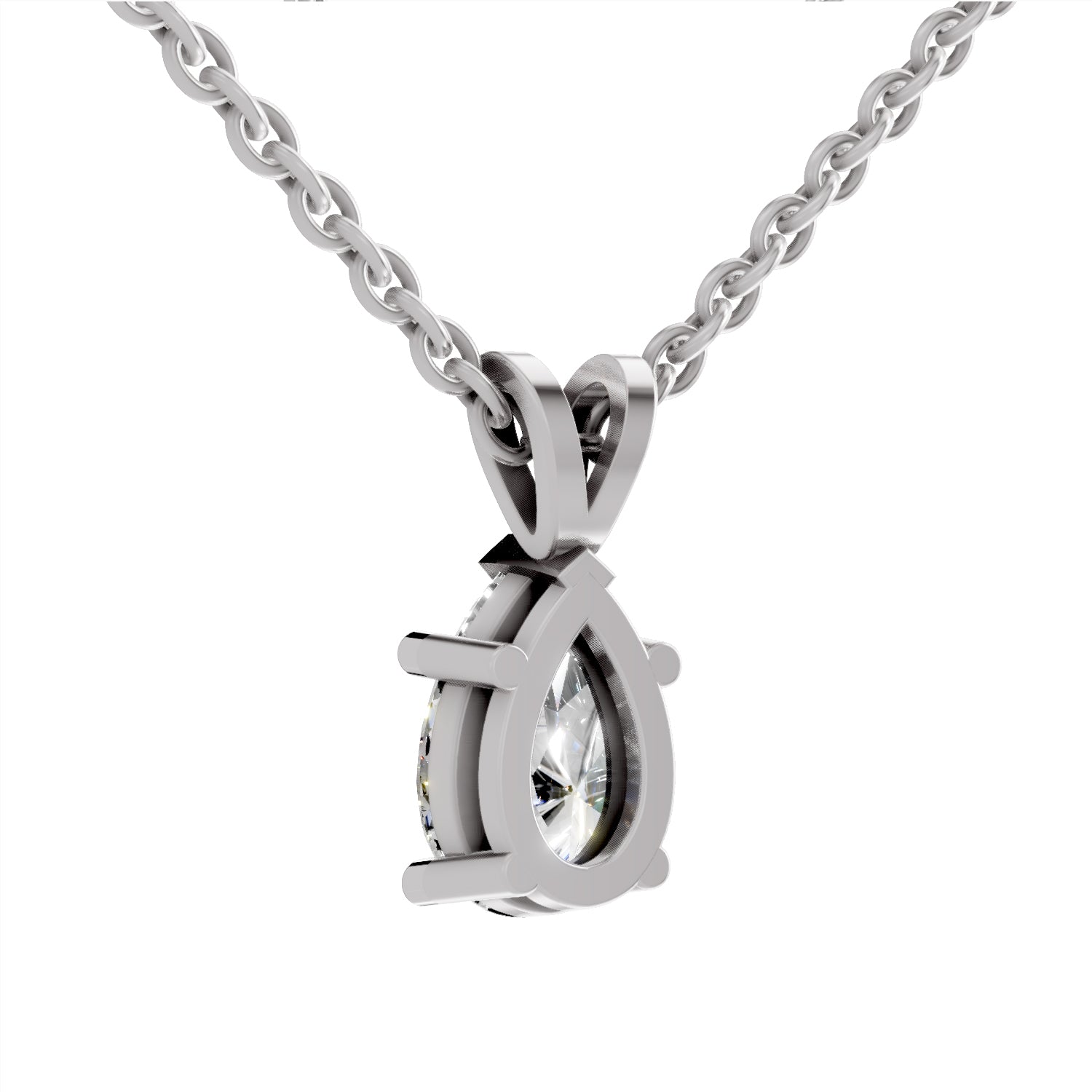 1.5 Carat Pear Shape Solitaire Diamond Pendant 14K - White Gold