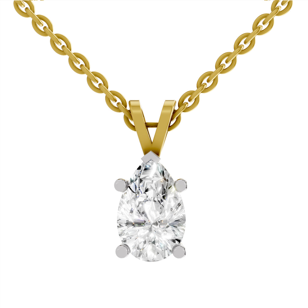 1.5 Carat Pear Shape Solitaire Diamond Pendant 14K
