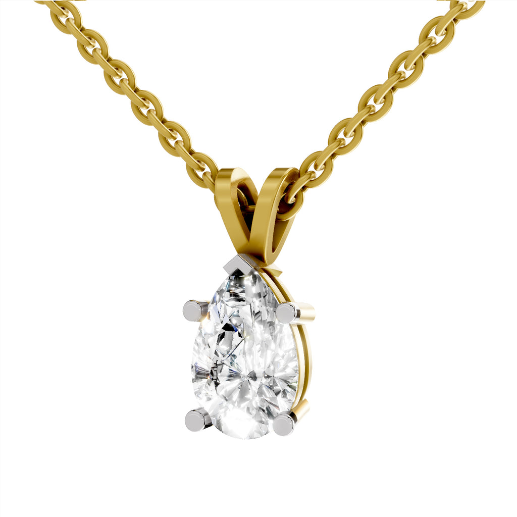 1.5 Carat Pear Shape Solitaire Diamond Pendant 14K