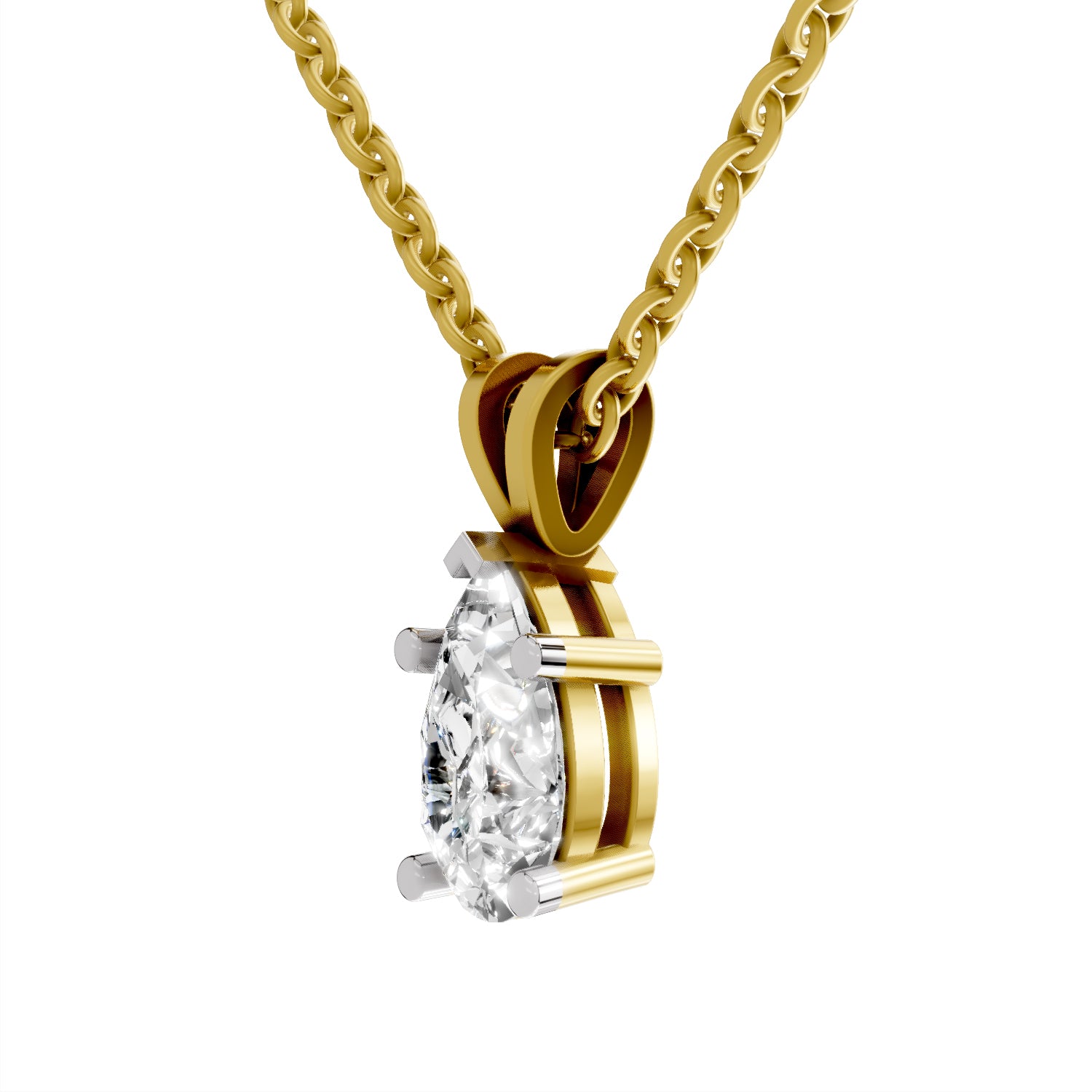 1.5 Carat Pear Shape Solitaire Diamond Pendant 14K
