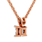 0.75 Carat Princess Shape Solitaire Diamond Pendant 14K - Rose Gold