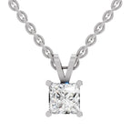 0.75 Carat Princess Shape Solitaire Diamond Pendant 14K - White Gold