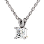 0.75 Carat Princess Shape Solitaire Diamond Pendant 14K - White Gold