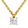 0.75 Carat Princess Shape Solitaire Diamond Pendant 14K