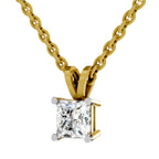 0.75 Carat Princess Shape Solitaire Diamond Pendant 14K
