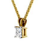 0.75 Carat Princess Shape Solitaire Diamond Pendant 14K