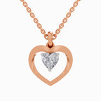 1 Carat Heart Shape Solitaire Diamond Pendant 14K - Rose Gold