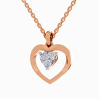 1 Carat Heart Shape Solitaire Diamond Pendant 14K - Rose Gold