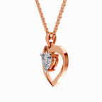 1 Carat Heart Shape Solitaire Diamond Pendant 14K - Rose Gold