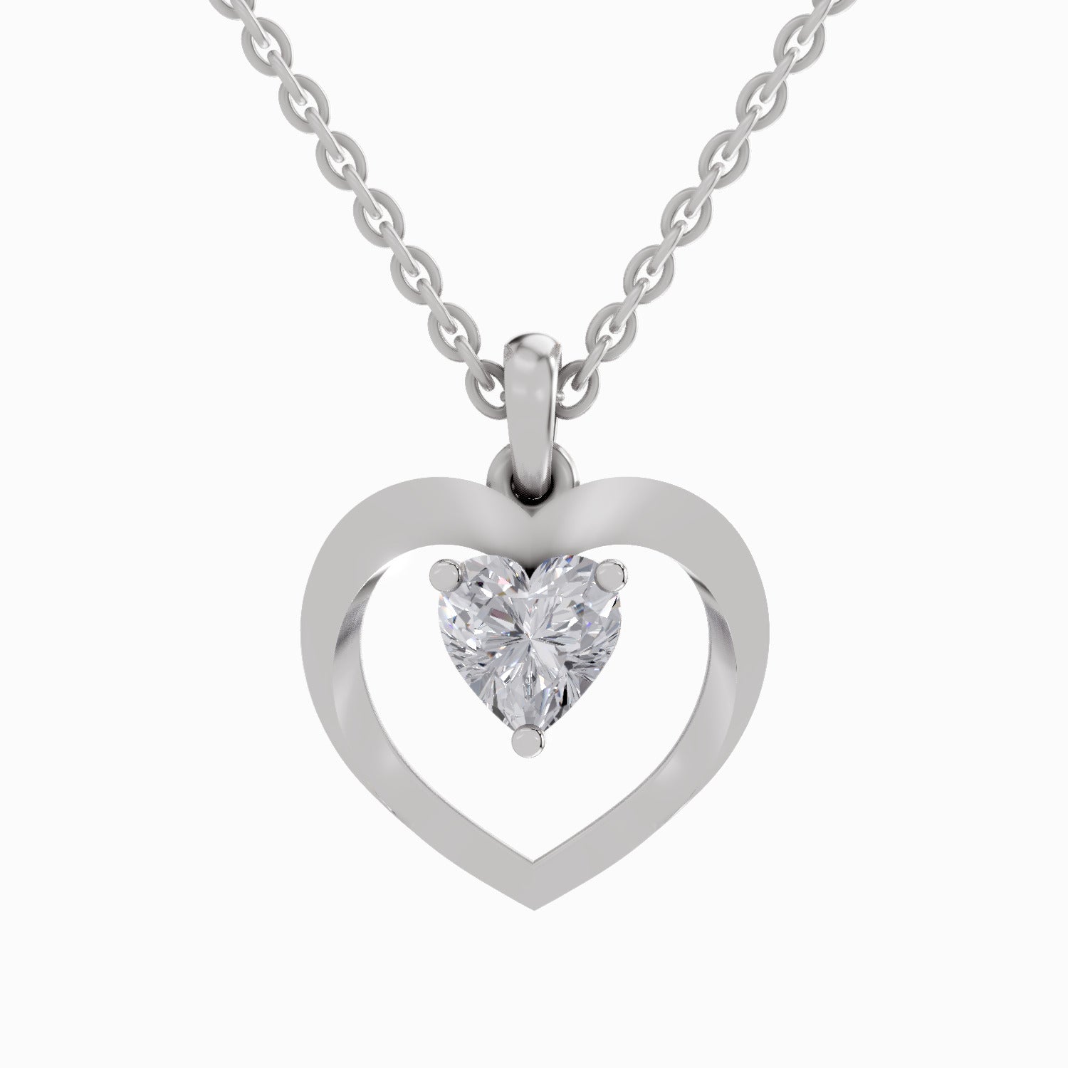 1 Carat Heart Shape Solitaire Diamond Pendant