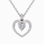 1 Carat Heart Shape Solitaire Diamond Pendant 14K - White Gold
