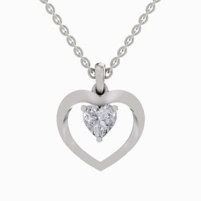 Opulent Heart Solitaire Diamond Pendant