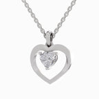 1 Carat Heart Shape Solitaire Diamond Pendant 14K - White Gold