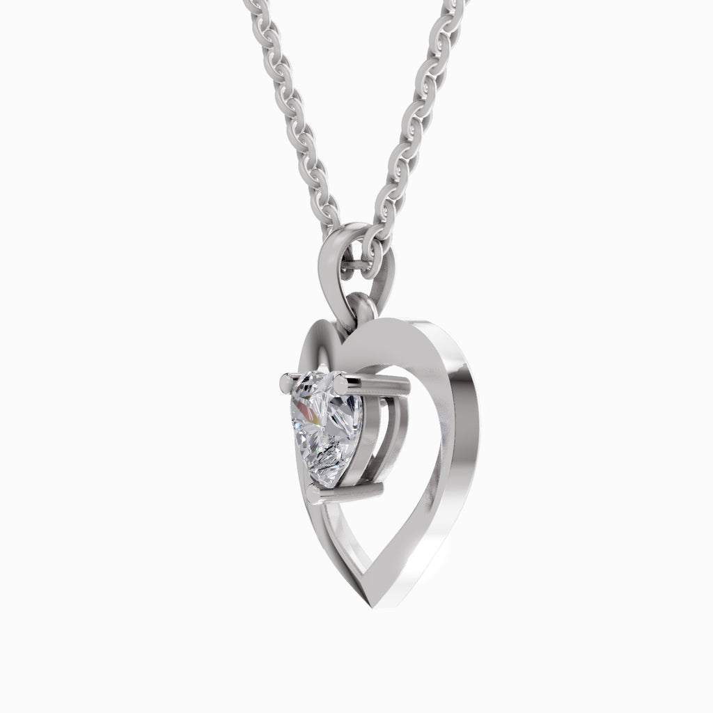 1 Carat Heart Shape Solitaire Diamond Pendant 14K - White Gold