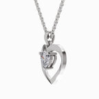1 Carat Heart Shape Solitaire Diamond Pendant 14K - White Gold