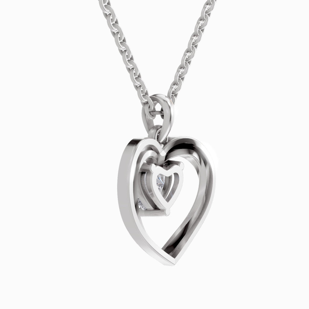 1 Carat Heart Shape Solitaire Diamond Pendant 14K - White Gold