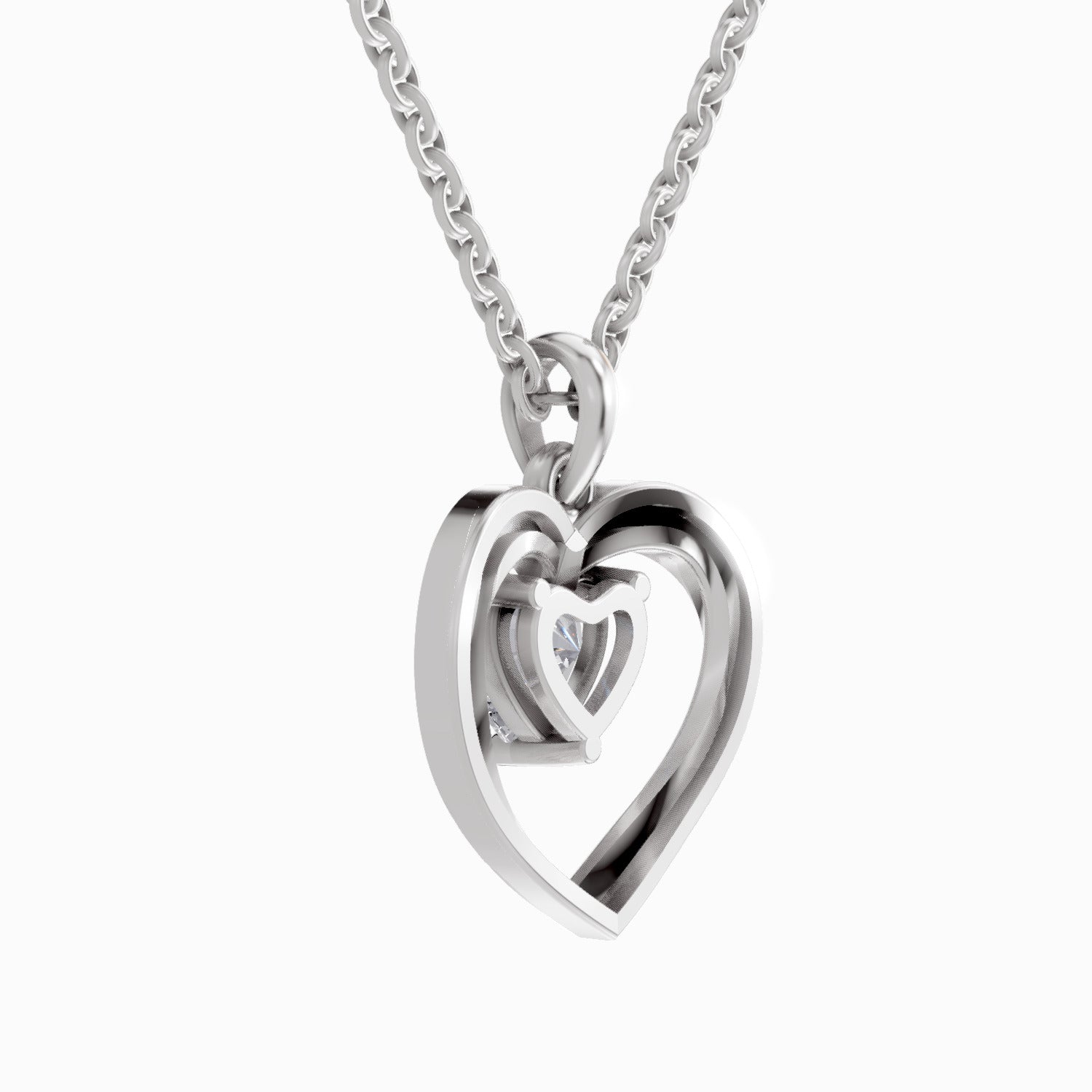 1 Carat Heart Shape Solitaire Diamond Pendant 14K - White Gold